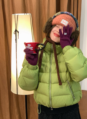 Vaoom-深邃紫色拉链款蓬感保暖羽绒服外套K0514