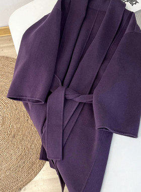 TOO家-毛长大衣系带加厚羊毛外套(配腰带)(含70绵羊毛)250901261X