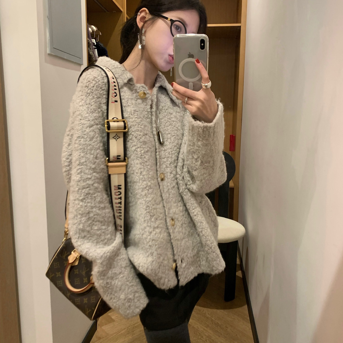 TABLE-毛衣开衫外套含羊毛宽松短款显高保暖毛衣（含59羊毛）9005