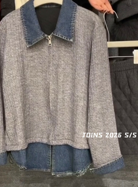 JOINS-衬衫女早春新款韩版宽松百搭撞色翻领拉链衬衫51125h