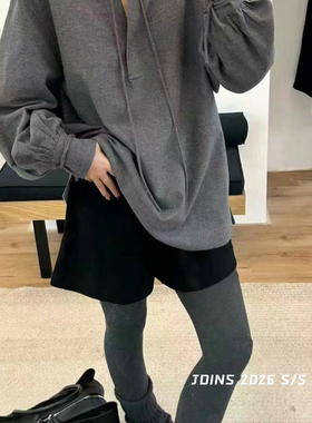 JOINS-新款欧韩货设计感木耳拼接V领网红中长款衬衫(配领带)6579h