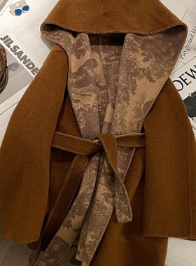 TOO家-小个子高端气质宽松羊毛外套(配腰带)(含70羊毛)250913991Z