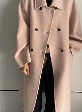 Vêtlle-大衣真好看双排扣翻领长款大衣羊毛外套（含90羊毛）8586