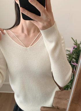 芭妮Bonnet-早春气质大u领镂空针织衫（含100羊毛）N132-9089