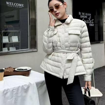 朵朵-气质时尚洋气百搭设计感保暖羽绒服外套(配腰带)d1090