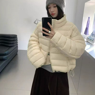 产业带品质严选-冬上新奶油色系纯色拉链保暖羽绒服外套9912