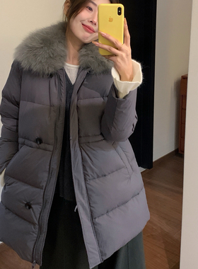 Vaoom-毛毛领韩系加厚保暖羽绒服外套(配可拆卸真狐狸毛领)K1815