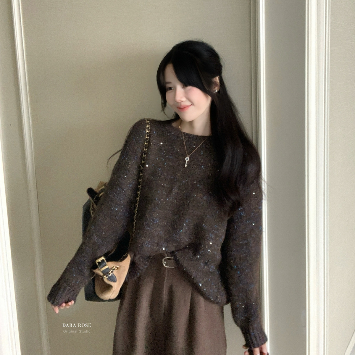 ARA ROSE-慵懒风圆领套头彩纱减龄软糯保暖毛衣（含40羊毛）K7884,女装/女士精品,毛针织衫,淘宝优惠券,粉丝福利购,淘宝优惠卷