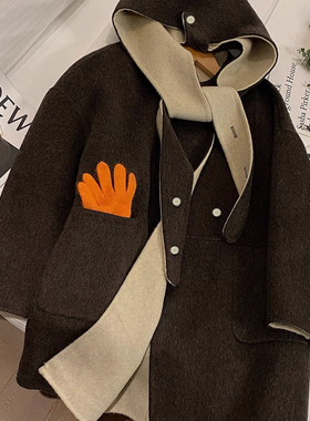 TOO家-连帽毛呢羊毛外套(配可拆卸帽子)（含100澳毛）2509034788M