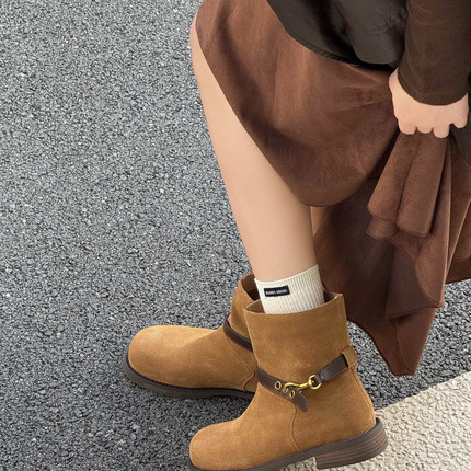 SOLO'S ACC-韩系全牛皮高品质造型感短靴(配盒子)M-N6602