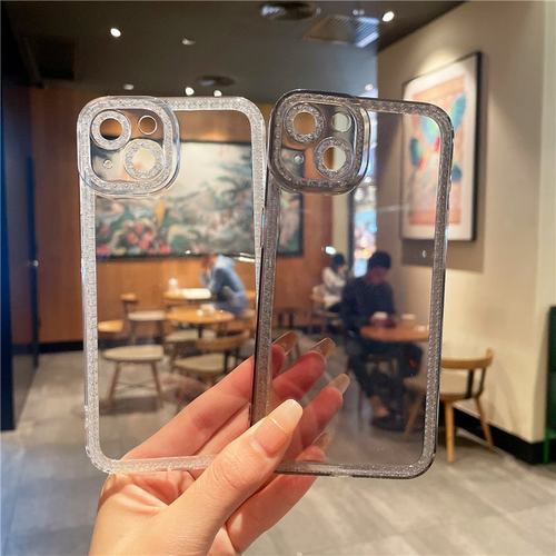 闪钻镜头适用透明iphone13/14promax苹果14手机壳11闪粉相框15pro