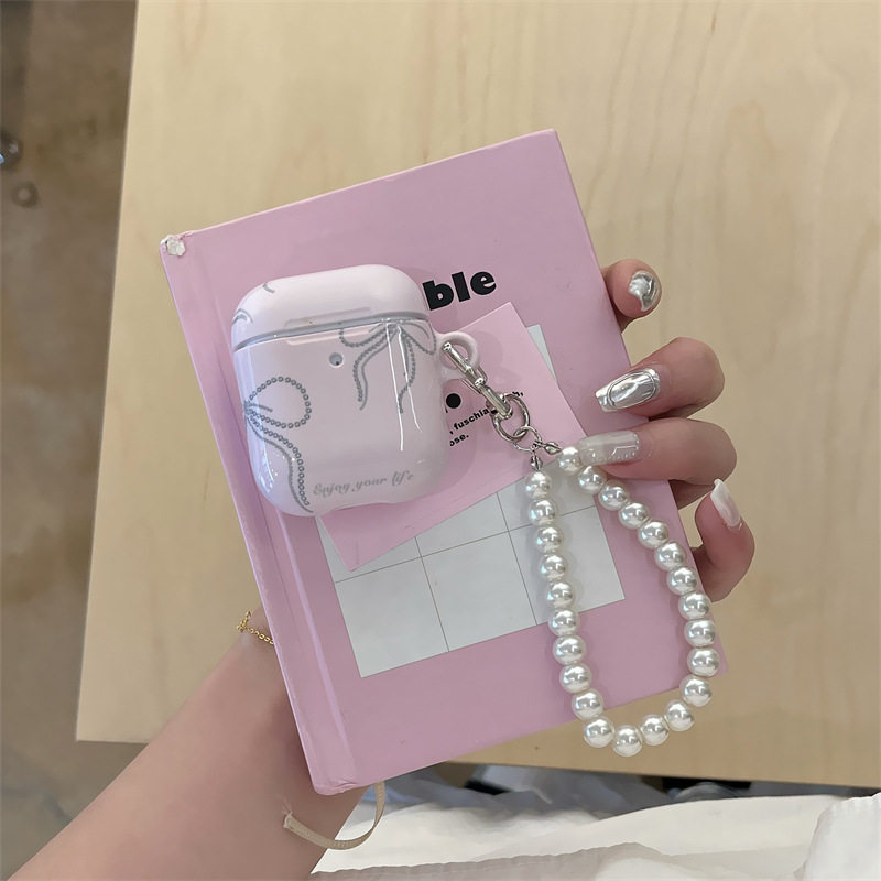 粉色菲林蝴蝶结AirpodsPro2耳机壳适用苹果1/2/3代无线蓝牙保护套