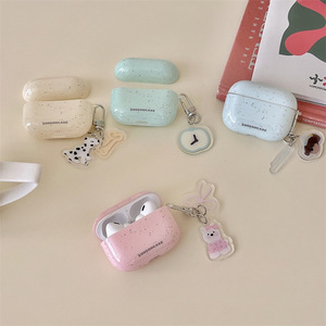 简约纯色泼墨挂件AirpodsPro2耳机壳适用苹果2/3代无线蓝牙保护套