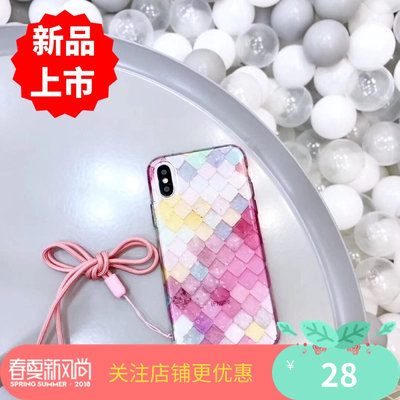 Æ»¹û7plusÊÖ»ú¿ÇÃÀÈËÓãÁÛ²ÊɫˮµÎÁâ¸ñiPhoneX/8/6S/plus±£»¤Ì×