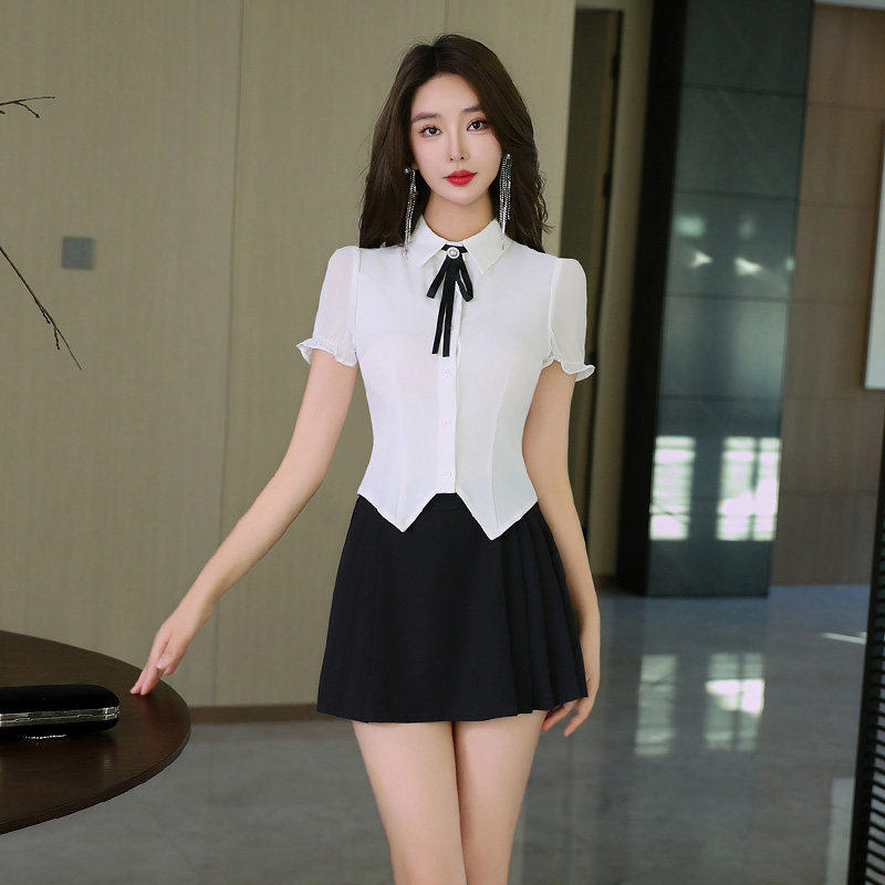足疗技师工作服制服百褶裙气质足浴按摩酒店新款衬衫美容院套装