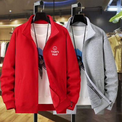 加绒立领休闲立领拉链卫衣外