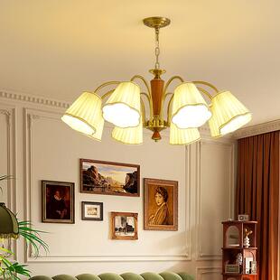 法式南洋风客厅吊灯胡桃木色复古美式中古风大气轻奢卧室餐厅吊灯