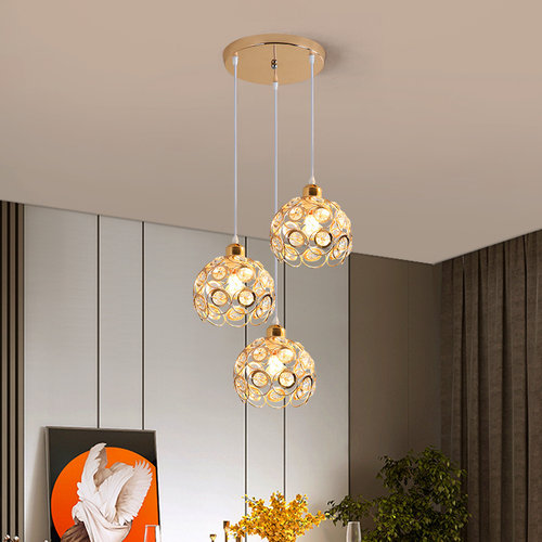 北欧餐厅吊灯三头led后现代简约轻奢水晶吧台餐桌饭厅卧室吊灯具