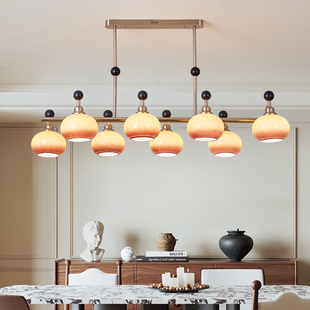 中古风餐厅吊灯侘寂奶油法式复古柿子罩吧台餐桌包豪斯吊灯