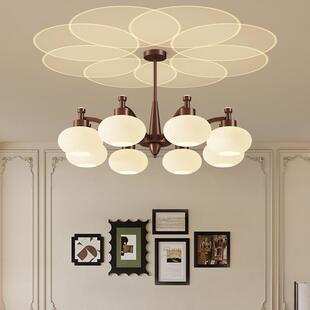 法式中古柿子美式复古客厅吊灯餐厅卧室书房间灯具玻璃南洋风主灯