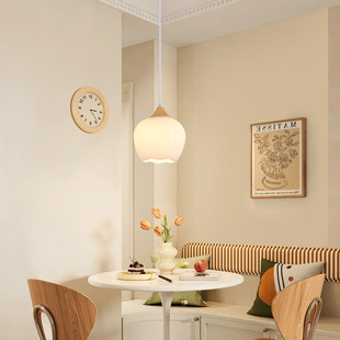 奶油风卧室吊灯法式花朵玻璃罩精致温馨小吊灯餐厅床头吧台灯