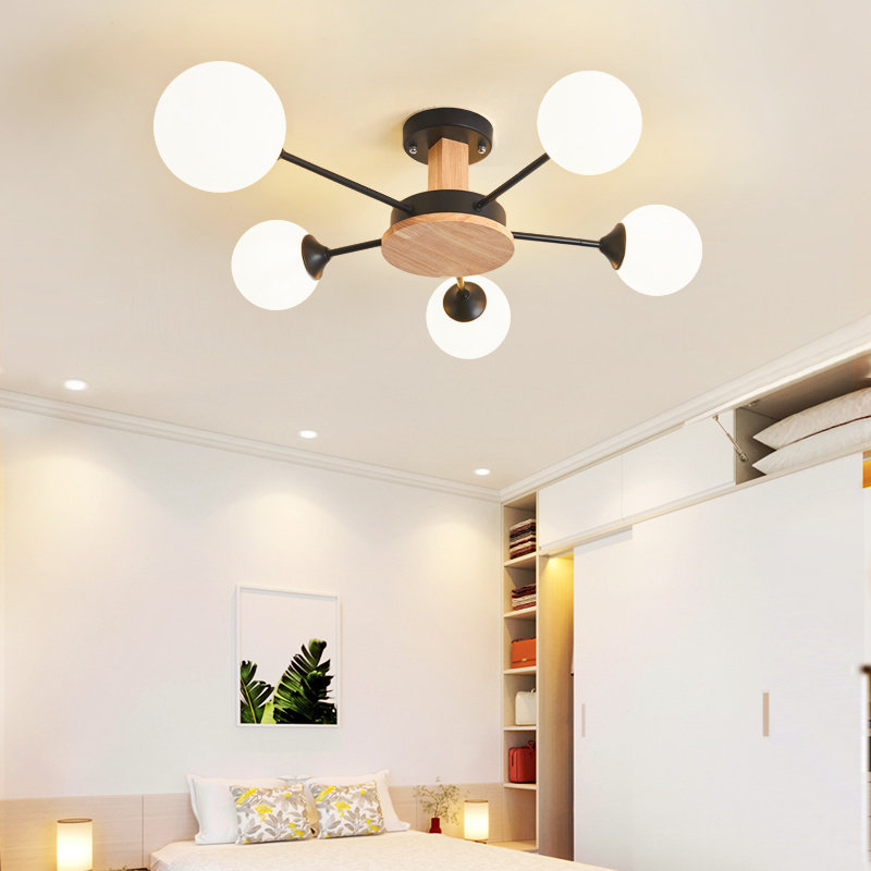 北欧原木客厅吊灯ins风新款创意魔豆分子卧室餐厅衣帽间阳台灯具,家装灯饰光源,客厅吊灯,淘宝优惠券,粉丝福利购,淘宝优惠卷