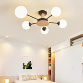 北欧原木客厅吊灯ins风新款 创意魔豆分子卧室餐厅衣帽间阳台灯具