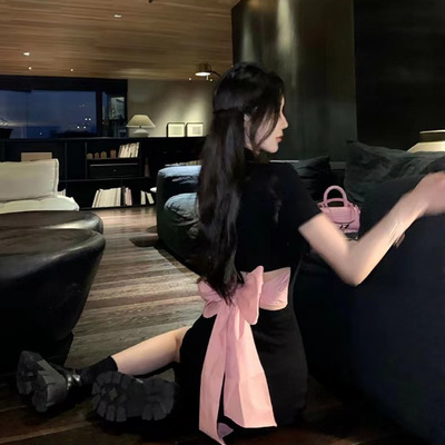 JMSHOP 偷心盗贼 小众设计感裙子显瘦女装蝴蝶结Polo连衣裙春夏