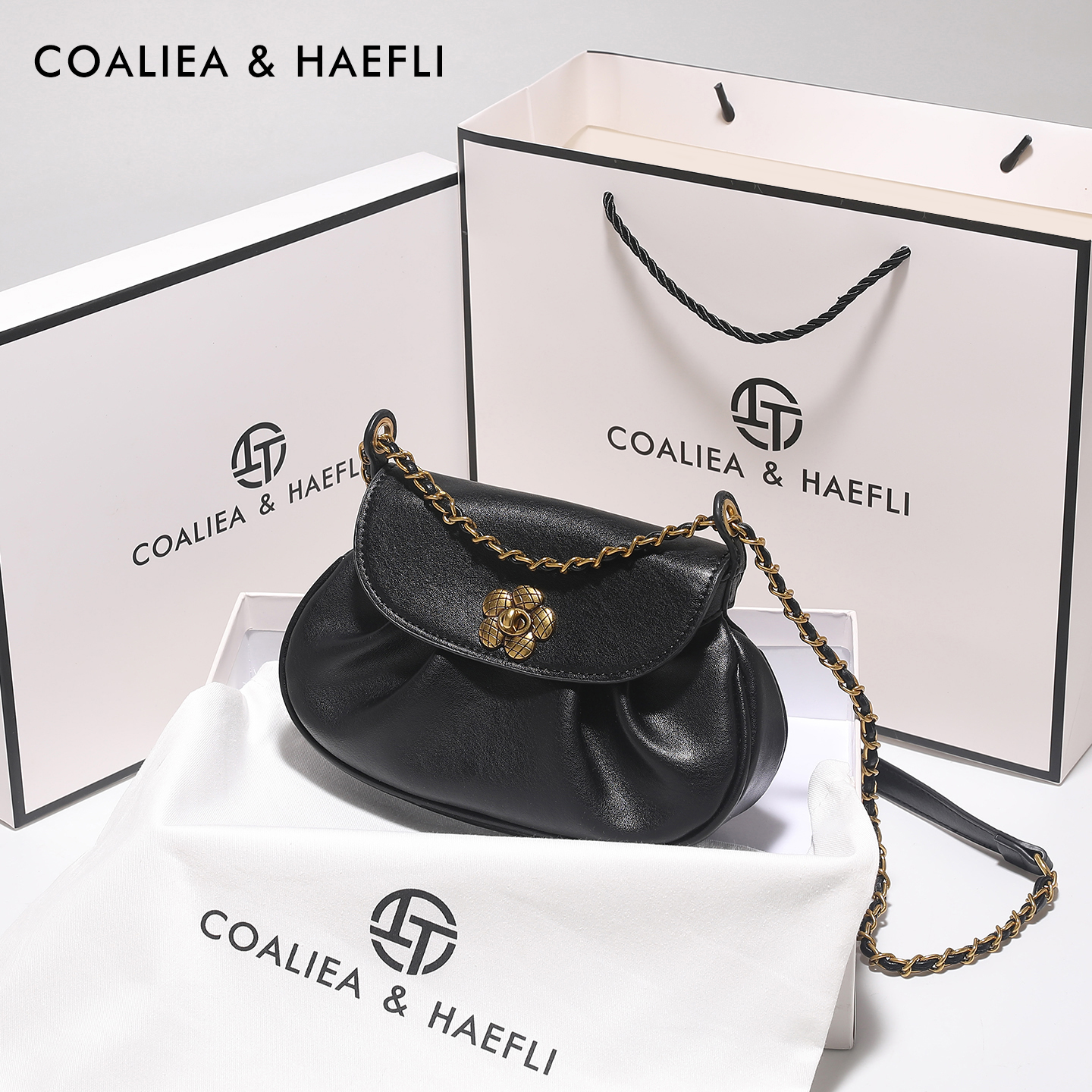 官网COALIEA&HAEFLI真皮云朵包女