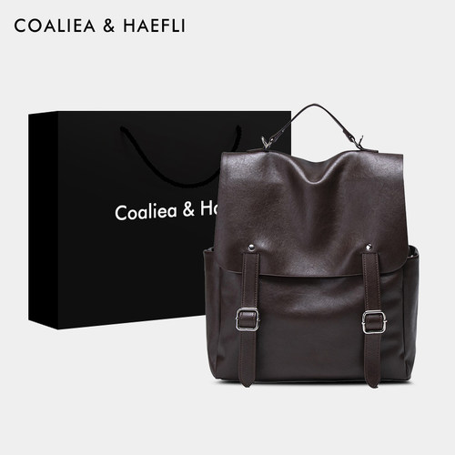 官网COALIEA&KAEFLI真皮双肩包女