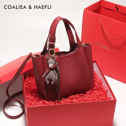 官网COALIEA&HAEFLI红色手提包女