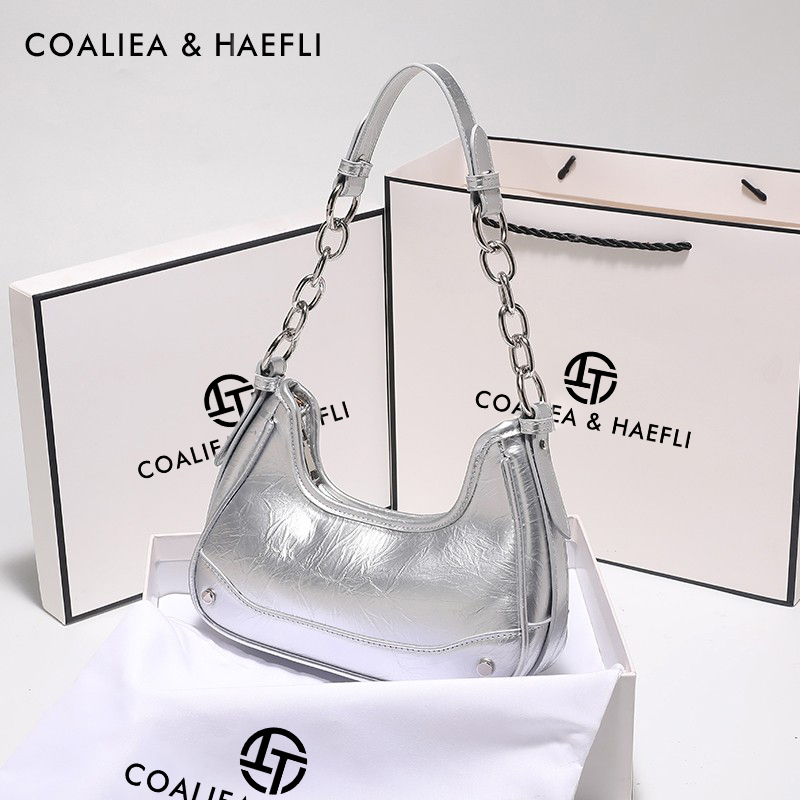 官网COALIEA&HAEFLI牛皮腋下包女