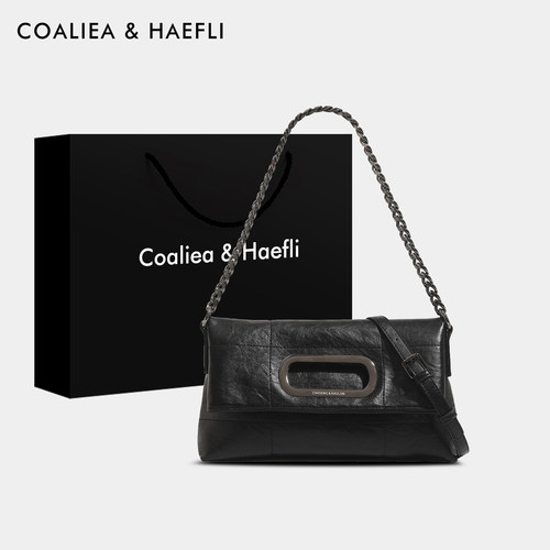 官网COALIEA&HAEFLI真皮腋下包女