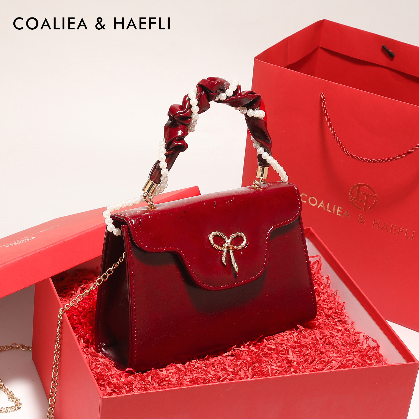 香港品牌红色结婚包包女2026新款小众洋气新娘包礼物斜挎手提婚包