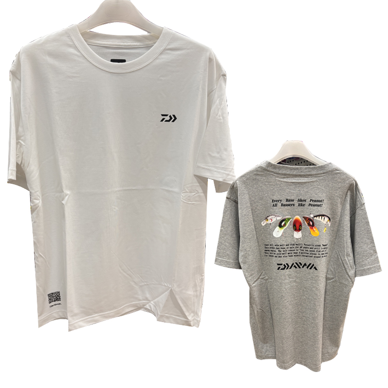 达亿瓦夏季花生小胖子上衣吸汗纯棉短袖圆领路亚钓鱼服印花T恤