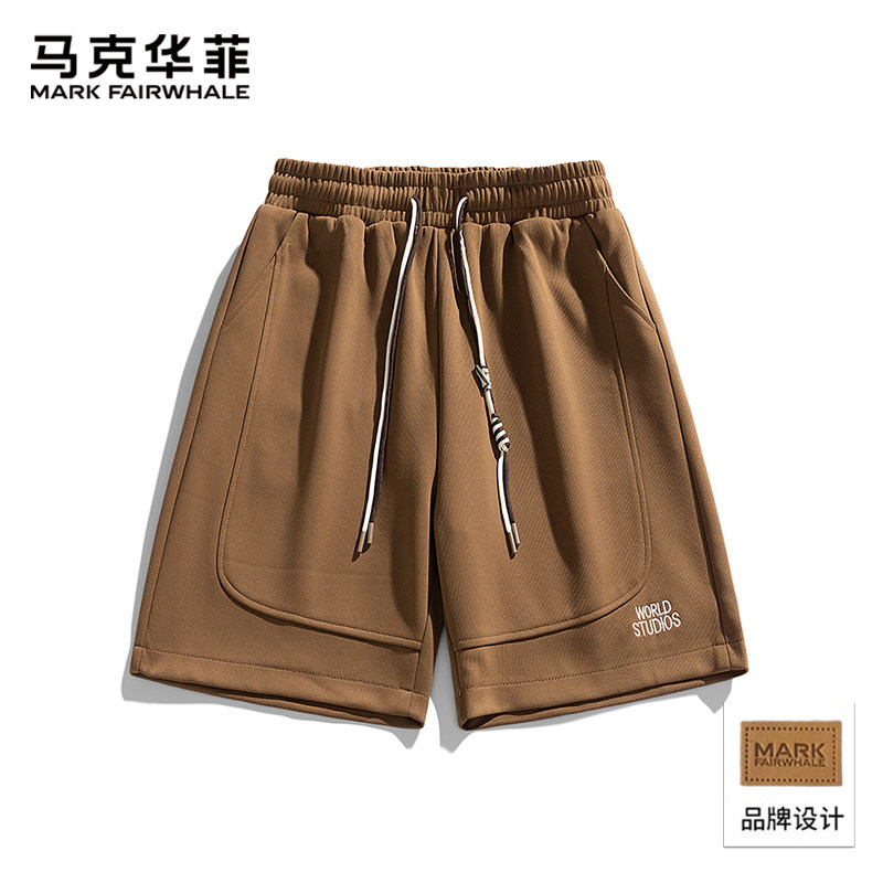 马克华菲休闲短裤男款夏季华夫格潮牌外穿沙滩裤运动五分 - 实物图