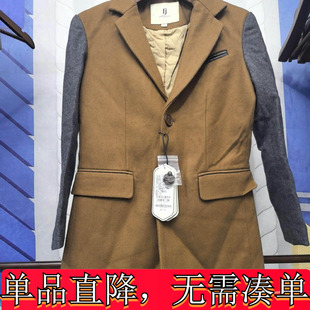 断码  马克华菲 春秋款羊毛呢休闲外套 驼色