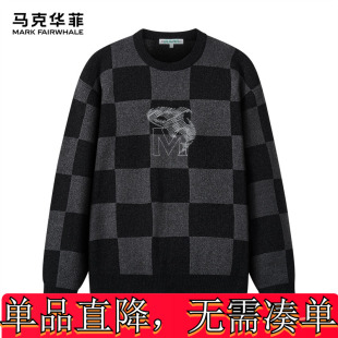 马克华菲男装新款男装衫套盘领针刺绣毛衣商场毛针织马线