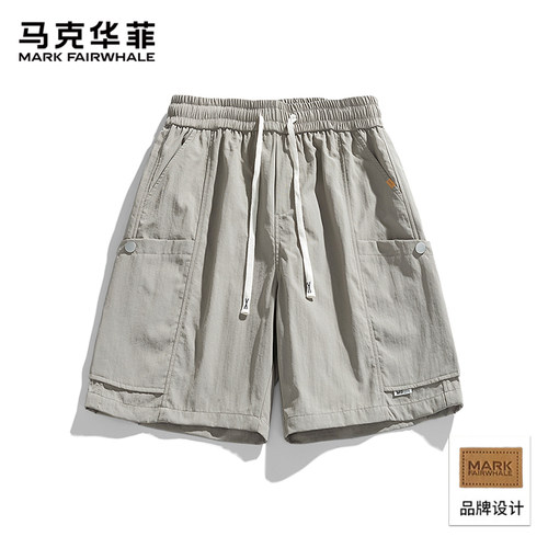 马克华菲短裤男夏季新款休闲运动裤冰感潮流百搭工装五分裤