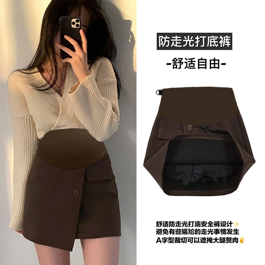 孕妇裙秋装不规则毛呢西装a字裤裙复古百搭包臀裙秋季孕妇半身裙