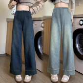 子秋冬季 孕妇牛仔裤 复古时尚 春季 无托腹不勒肚子宽松阔腿裤 孕妇裤