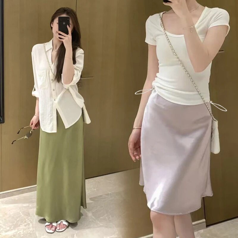 孕妇裙子夏装优雅气质减龄薄款醋酸包臀短裙时髦鱼尾裙夏季半身裙