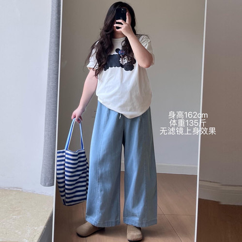 孕妇裤子春夏装宽松显瘦垂感无托腹牛仔裤春秋冬季孕妇阔腿九分裤