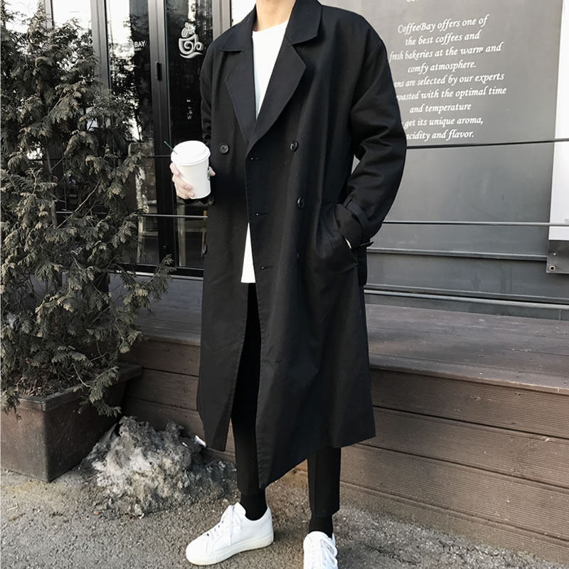 断码福利价男士风衣休闲男过膝春秋季中长款双排扣薄款男生韩版