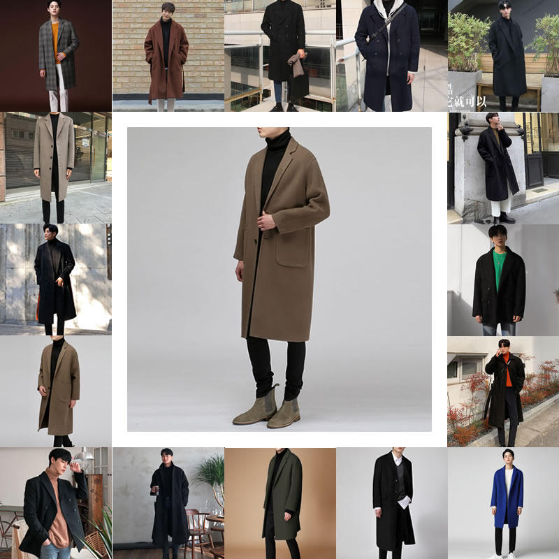 【断码清仓】秋冬款毛呢外套男中长款韩版潮宽松冬季呢子大衣男款
