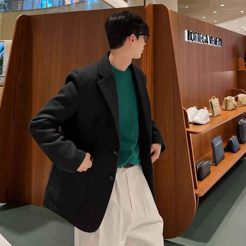 冬季毛呢西装外套男士韩版上班图片