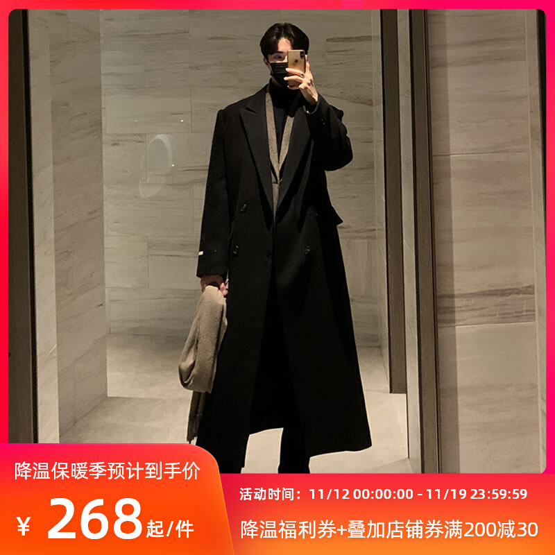 2023新款冬款毛呢大衣男冬季加厚长款过膝高级感呢子风衣外套男款