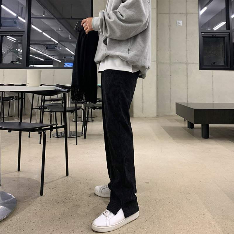 灯芯绒阔腿裤男长裤韩版秋冬裤子