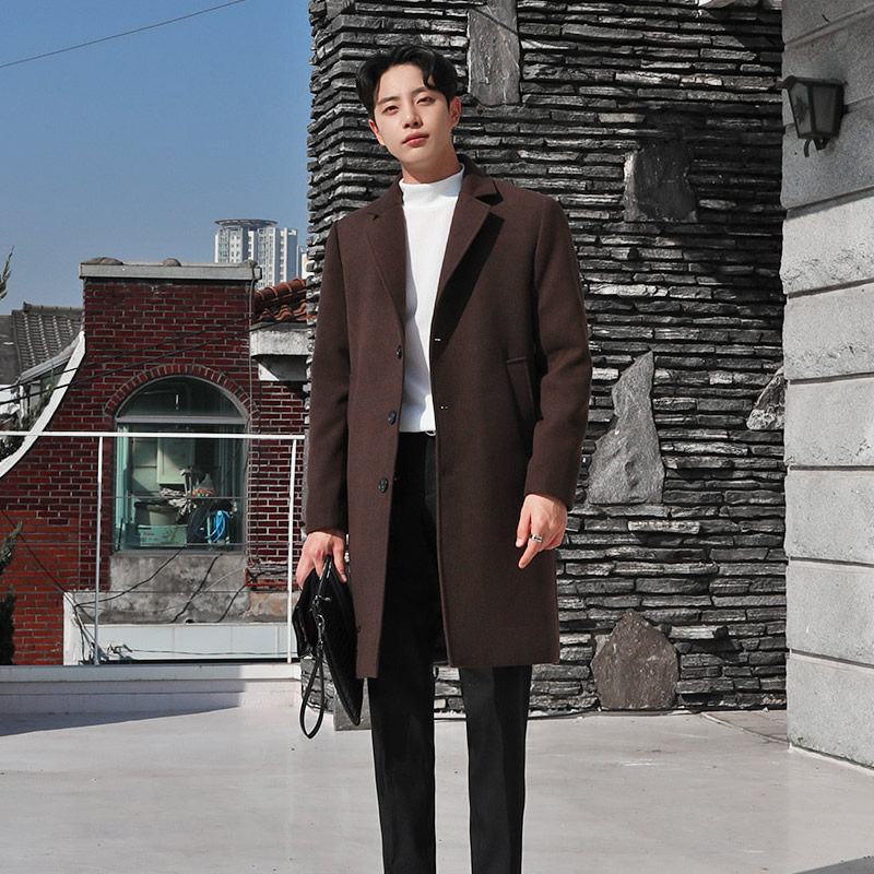毛呢大衣男款冬季加厚韩版风衣呢子西装男士短款外套秋冬款单排扣