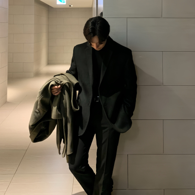 秋冬韩系毛呢西装外套男款高级感